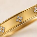 YouGorgeous™ 18K Gold Plated Crystal Clover Station Bangle Bracelet