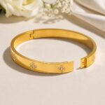 YouGorgeous™ 18K Gold Plated Crystal Clover Station Bangle Bracelet