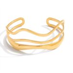 YouGorgeous™ Abstract Ocean Wave Statement Cuff – 18K Gold Plated Fluid Bangle