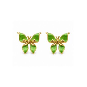 Green Enamel Butterfly Studs – 18K Gold Plated Anti-Tarnish