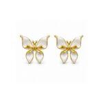 White Enamel Butterfly Studs – 18K Gold Plated Anti-Tarnish