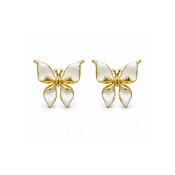 White Enamel Butterfly Studs – 18K Gold Plated Anti-Tarnish