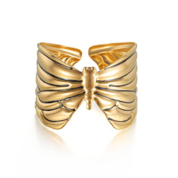 Monarch Statement Butterfly Cuff – 18K Gold Plated Matte Bangle