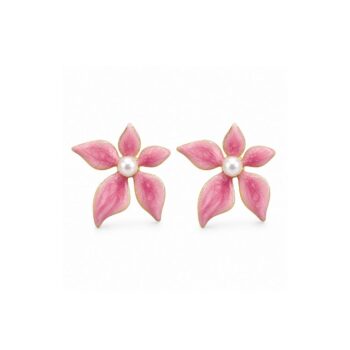 Pearl Blossom Enamel Studs – 18K Gold Plated Anti-Tarnish
