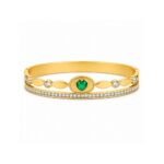 18K Gold Plated Emerald Bangle