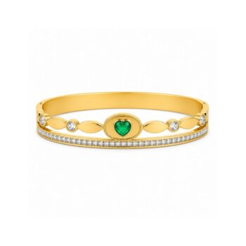 18K Gold Plated Emerald Bangle