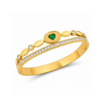 18K Gold Plated Emerald Bangle