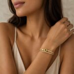 18K Gold Plated Emerald Bangle