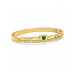 18K Gold Plated Emerald Bangle