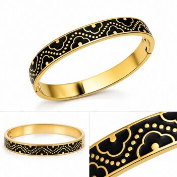 18K Gold Plated Enamel Bangle