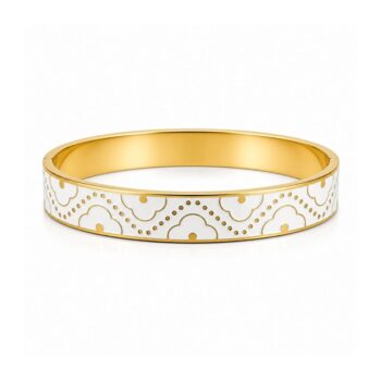 YouGorgeous™ 18K Gold Plated Ivory Cloud Enamel Bangle Bracelet