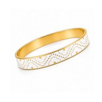 YouGorgeous™ 18K Gold Plated Ivory Cloud Enamel Bangle Bracelet