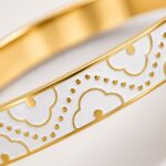 YouGorgeous™ 18K Gold Plated Ivory Cloud Enamel Bangle Bracelet