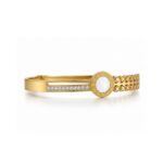 18K Gold Plated Mother of Pearl Roman Bangle for Women YouGorgeous