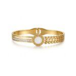18K Gold Plated Mother of Pearl Roman Bangle for Women YouGorgeous