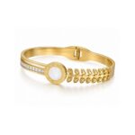 18K Gold Plated Mother of Pearl Roman Bangle for Women YouGorgeous