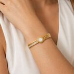 18K Gold Plated Mother of Pearl Roman Bangle for Women YouGorgeous