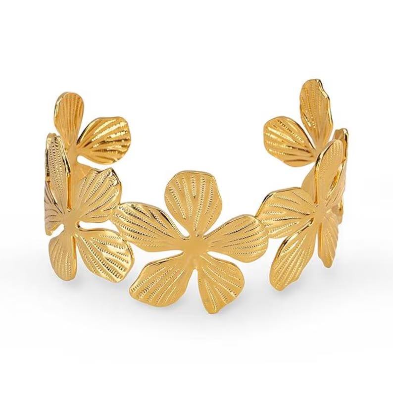 7 Waterproof Anti-Tarnish Jewelry | Hawaiian Flower Cuff | YouGorgeous™