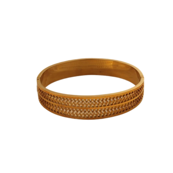 YouGorgeous™ Vintage Honeycomb Lattice Bangle – 18K Gold Plated Textured Cuff