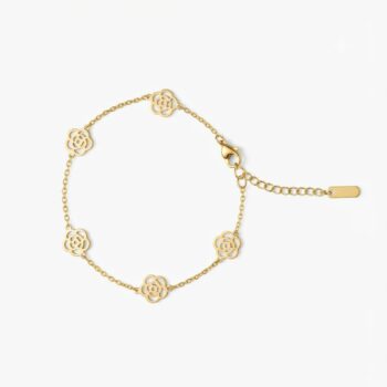 Waterproof Anti-Tarnish Jewelry | Rose Flower Station Bracelet
