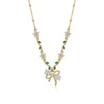 Waterproof Anti-Tarnish Jewelry | Emerald Bow Vine Necklace | YouGorgeous™