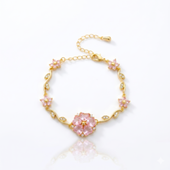 YouGorgeous™ 18K Gold Plated Sakura Pink Cherry Blossom Vine Bracelet
