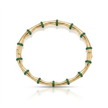 Waterproof Anti-Tarnish Jewelry | Emerald Bamboo Bangle