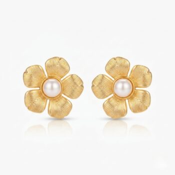 Waterproof Anti-Tarnish Jewelry | Pearl Flower Stud Earrings