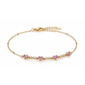 Waterproof Anti-Tarnish Jewelry | Pink Heart Bar Bracelet | YouGorgeous™