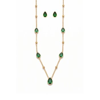 Waterproof Anti-Tarnish Jewelry | Emerald Teardrop Set | YouGorgeous™