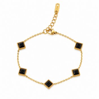 Waterproof Anti-Tarnish Jewelry | Midnight Black Station Bracelet