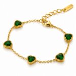 Waterproof Anti-Tarnish Jewelry | Emerald Heart Station Bracelet