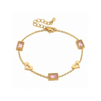 Waterproof Anti-Tarnish Jewelry | Pink Heart Bracelet