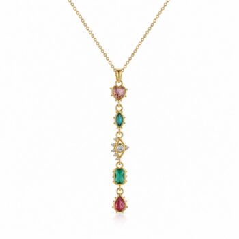 Waterproof Anti-Tarnish Jewelry | Rainbow Linear Drop Necklace