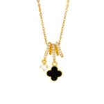 Waterproof Anti-Tarnish Jewelry | Onyx Clover Necklace | YouGorgeous™