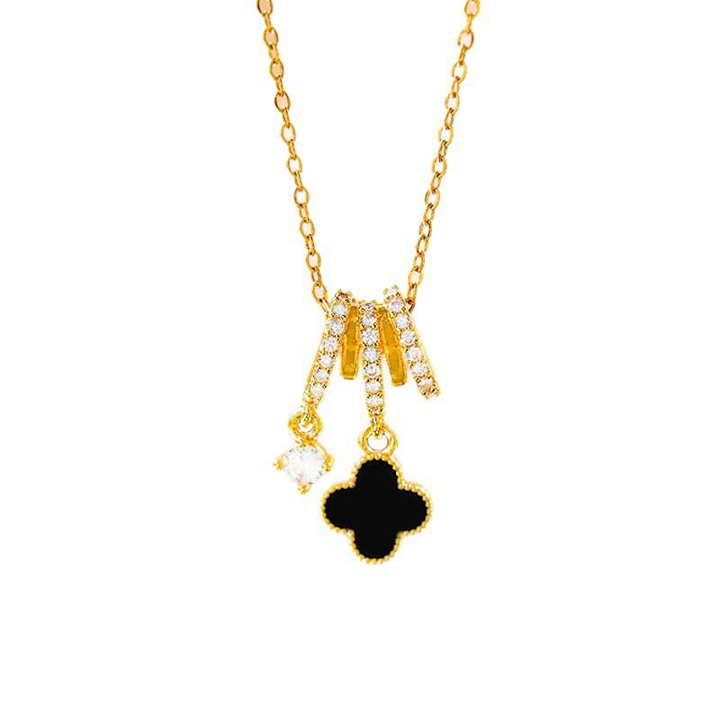5 Waterproof Anti-Tarnish Jewelry | Onyx Clover Necklace | YouGorgeous™