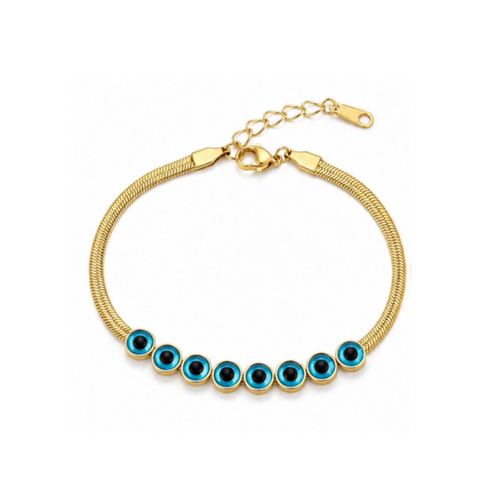 53 Mediterranean Evil Eye Snake Chain Bracelet