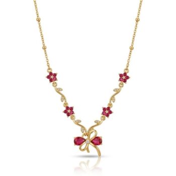 Waterproof Anti-Tarnish Jewelry | Ruby Bow Vine Necklace | YouGorgeous™