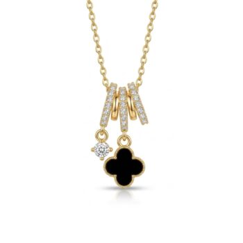 YouGorgeous™ Onyx Clover Charm Necklace