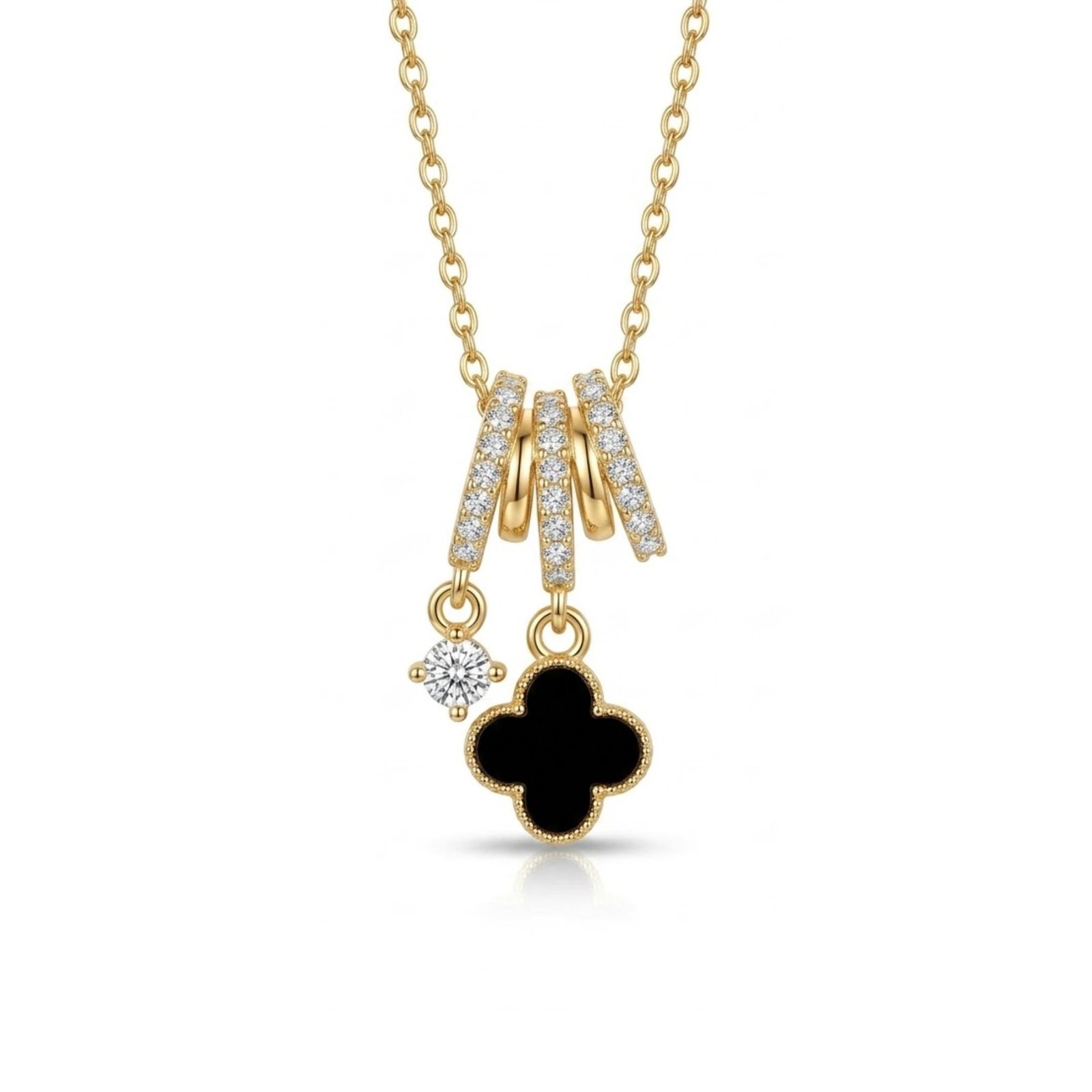 88 YouGorgeous™ Onyx Clover Charm Necklace