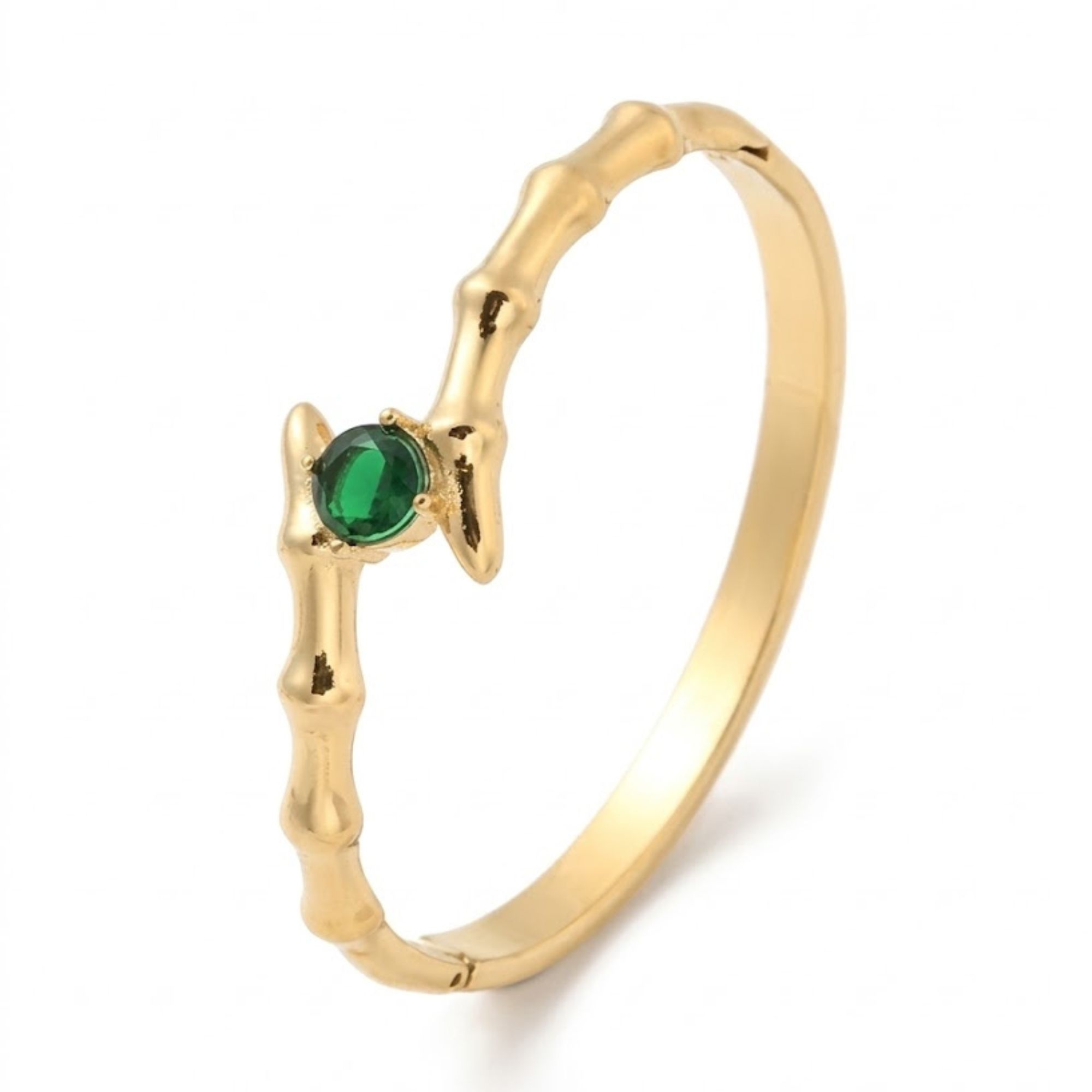 9 Waterproof Anti-Tarnish Jewelry | Emerald Bamboo Bangle | YouGorgeous™