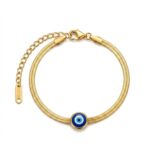 Waterproof Anti-Tarnish Jewelry | Evil Eye Herringbone Bracelet