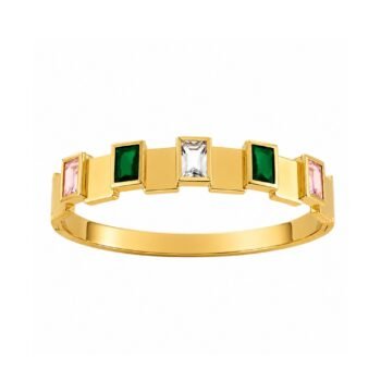 Yougorgeous 18k gold plated anti tarnish jewellery multi color baguette crystal emerald pink gold bangle bracelet.