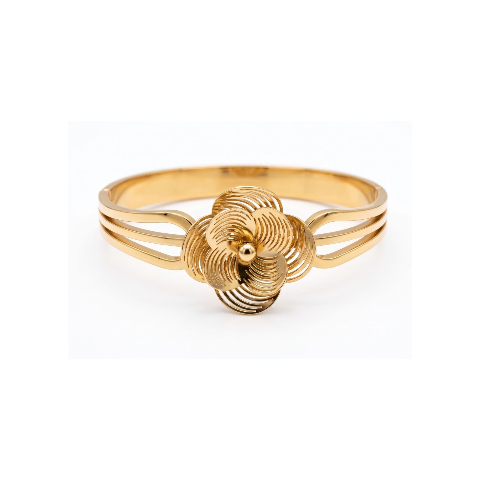 33 Yougorgeous 18k gold plated anti tarnish jewellery spiral wire floral filigree gold cuff bangle bracelet.
