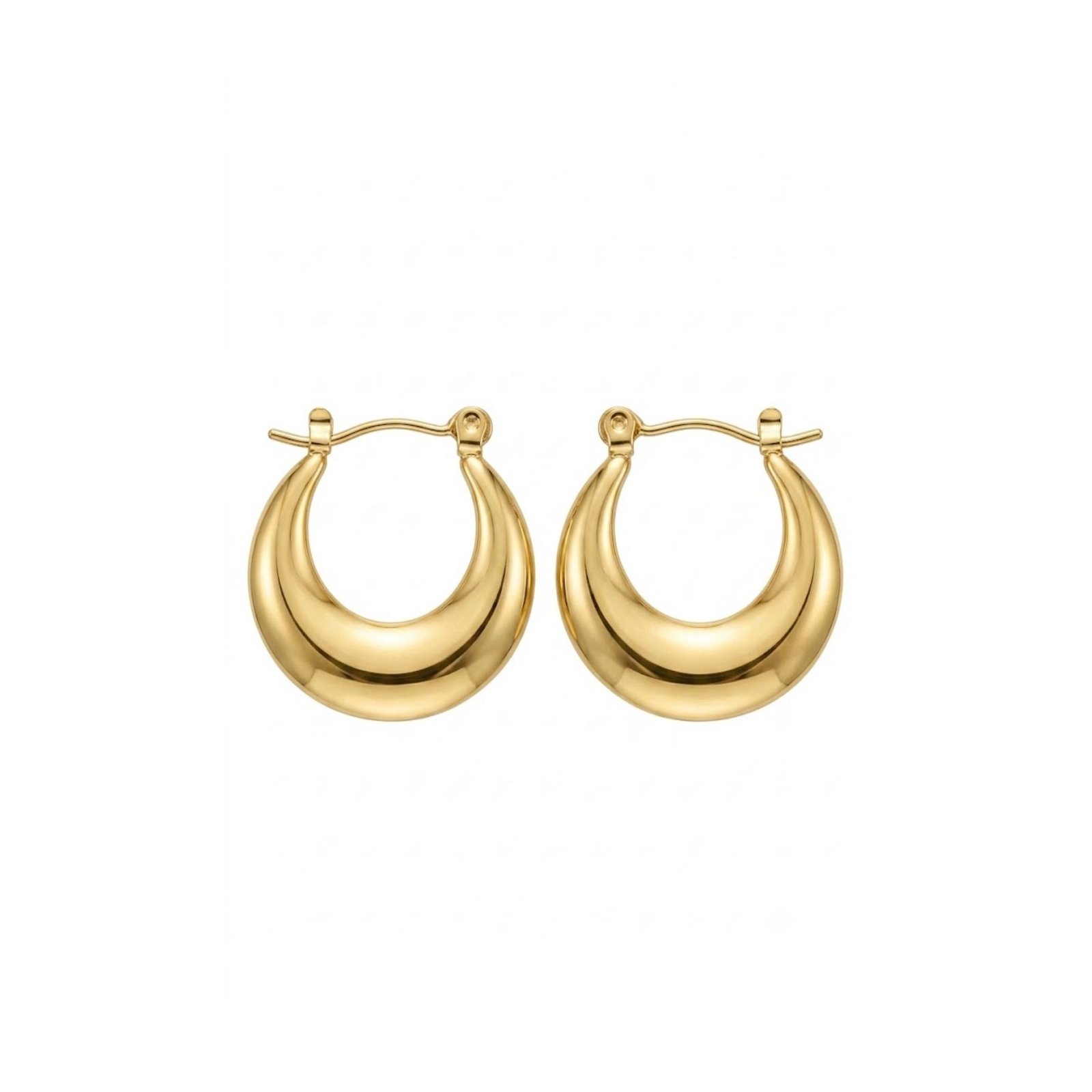 47 Yougorgeous 18k gold plated anti tarnish jewellery smooth puffed crescent chunky gold hoop earrings.