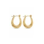 Yougorgeous 18k gold plated anti tarnish jewellery twisted rope ribbed crescent gold hoop earrings.