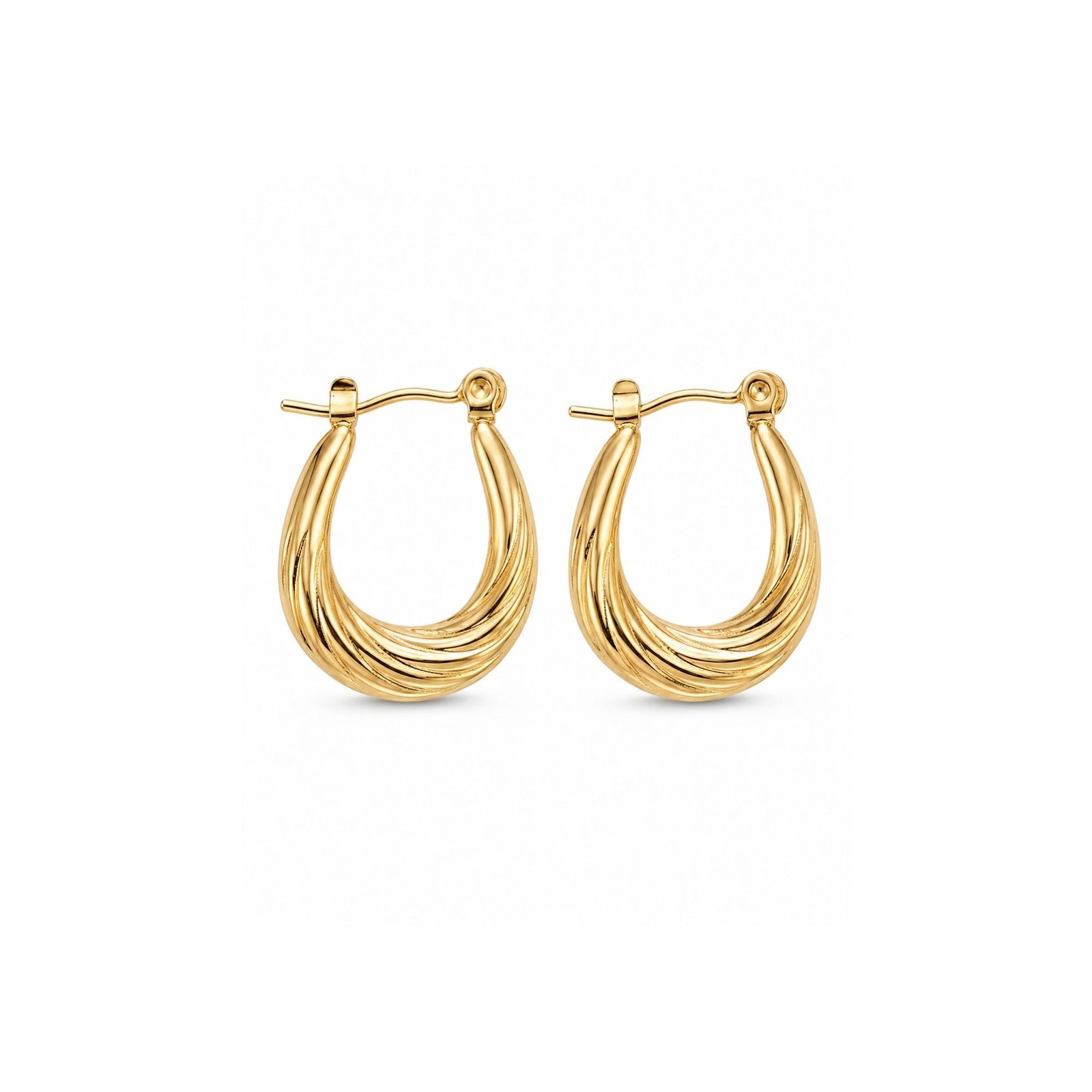 51 Yougorgeous 18k gold plated anti tarnish jewellery twisted rope ribbed crescent gold hoop earrings.