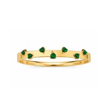 Yougorgeous 18k gold plated anti tarnish jewellery emerald green heart crystal bangle bracelet.