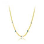 Yougorgeous 18K gold plated lucky evil eye flat herringbone snake chain choker necklace