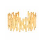 18K Gold Plated Sculptural Abstract Wide Cuff